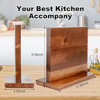 Magnetic Knife Block Double Sided Magnetic Knife Holder Rack with Strong Enhanced Magnets Acacia Wood Magnetic Knife Storage Stand