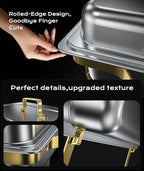Chafing Dishes for Buffet 4 Pack, 9QT [Elegant Gold and Silver Colors] Food Warmers for Parties Buffet [Sturdy and High Grade] Chafing Dish Buffet Set for Any Party with Complete Set