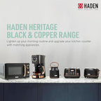 Haden Heritage 4 Slice Wide Slot Stainless Steel Toaster Bundled with 12 Cup Programmable Drip Coffee Maker Coffee Machine, Black & Copper