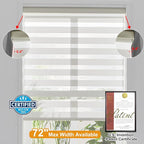 Persilux Cordless Zebra Blinds for Windows Free-Stop Roller Windows Shades (35" W X 64" H, Cream) Dual Layer Light Control for Day and Night, Light Filtering Sheer Shades for Home, Easy to Install