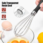18/8 Stainless Steel Balloon Whisk, Doosu Kitchen Whisk for Cooking Handheld Egg Beater with Rust-Proof Sturdy Wires & Non-Slip Silicone Handle for Beating, Stirring, Blending (6 Wires, Black)