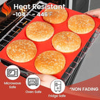 CAKETIME Jumbo Muffin Top Pan, Silicone Egg Molds for Breakfast Sandwiches 4 Inch Large Egg Baking Pan for Oven English muffins, Whoopie Pies, Corn Bread, Egg bites, Tarts 2 Pack Red