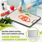 Titanium Cutting Board for Kitchen, Cutting Board Double Sided Food Grade, Pure Titanium/PP, Easy to Clean[15.5”*10.5”+12”*8.5”]