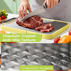 Titanium Cutting Board for Kitchen, Cutting Boards Non Toxic Double Sided Metal Pure Titanium and Wheat Straw PP Chopping Board Food Grade Easy to Clean Large Size 16"*10"*0.9"(Yellow)