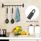 Pack of 2 Large Silicone Cooking Spoons, Non-Stick Stainless Steel Slotted and Solid Spoon Set for Serving, Mixing, Draining, Heat Resistant, Scratch Resistant and BPA Free Kitchen Scoops (Black)