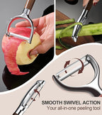 Ugotit Vegetable Peeler Stainless Steel Steel with Wood Handle, Premium Potato Veggie Fruit Peelers for Kitchen, Apple Carrot Cucumber Peeler, Ultra Sharp Rotary Blade