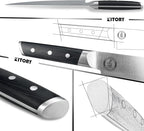 Kitory Chef Knife 8" - Full Tang Pro Kitchen Knife - Forged German High Carbon Steel - Full Tang Pakkawood Handle-Gift Box - Metadrop Series