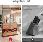 FINDKING Magnetic Knife Block, Double Sided Holder, Powerful Magnet Kitchen Storage, Acacia Wood and Red Resin (12 x 10 Inches, Without Knives)