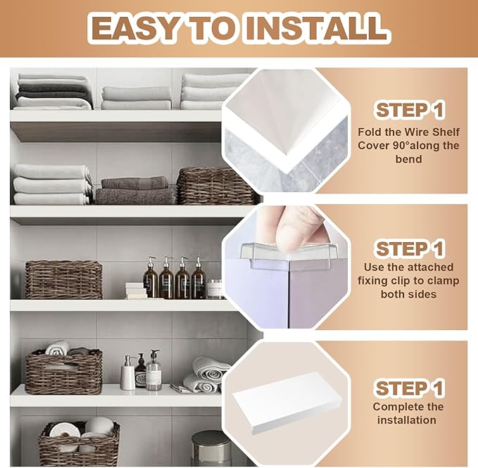 5 Pcs Wire Rack Covers 38x16x3 inch PVC Pantry Shelf Cover 0.31 inch Thick Removable Closet Wire Rack Shelf Covers,Decoration Kitchen Bathroom Office Shelving (Light luxury white,38x16x3 inch)