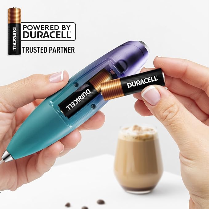 Zulay Kitchen Patented Tornado Triple Whisk Milk Frother with 4 Duracell Batteries – Handheld Foam Maker for Coffee, Lattes, Matcha & Hot Chocolate – Rich, Creamy Froth in Seconds