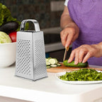1pc Stainless Steel Vegetable Grater Portable Metal Grater 4-Sided Cheese Grater with Handle for Kitchen Restaurant (6inch)