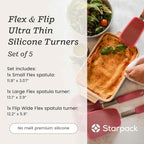 Starpack 'Flex & Flip' Flexible Silicone Turner Spatula Set (3 Pcs) - High Heat Resistant Spatulas for Cooking Egg 600°F - Silicone Pancake Turner Spatula, LFGB Grade Non Stick Rubber Kitchen Utensils