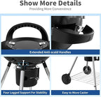 18.5-Inch Portable Charcoal Grill, Heavy Duty Kettle BBQ Smoker with Built-in Thermometer & Removable Water-Rinsable Ash Catcher for Outdoor Camping, Patio, Backyard, and Tailgating