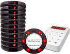 Restaurant Buzzer System, 10 Coaster Beeper Pager System with Buzzer, Customer Queue Pagers Set with Vibration, Flashing and Buzzer, for Food Truck, Church, Nursery