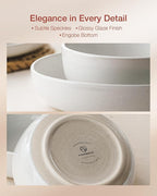 Famiware Milkyway Dinnerware Set with Mugs, Service for 4 (16pcs), Ribbed Stoneware Plates and Bowls Dishes Sets - Chip & Scratch Resistant, Microwave & Dishwasher Safe, White