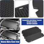 AJinTeby Cast Iron Griddle for Weber Traveler Portable Series Gas Grills Parts, Non-stick Griddle for Traveler Gas Grill, Camping Plate, for Weber Portable Grill Accessories with Carry Bag