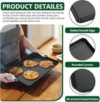 P&P CHEF 12.4 Inch Baking Cookie Sheet Pan, Carbon Steel Oven Tray, Non Stick Bakeware for Cooking Baking Bread Meat Vegetables, Sturdy & Healthy, Easy Clean, 2Pcs