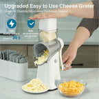 Rotary Cheese Grater Hand Crank, 5 Blades Cheese shredder, Stronger Suction, Easy to Clean for Fruit, Vegetables, Nuts, White