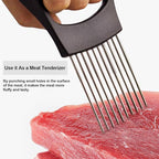 JAYVAR Onion Holder for Slicing, Onion Cutter Vegetable Chopper, Stainless Steel Tomato Slicer Vegetable Cutter for Potato, Avocados, Eggs, Food Slicer Assistant Tool for Fruit Lemon and Meat