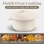 Gotham Steel 5 Qt Dutch Oven Pot with Lid, Nonstick Ceramic Dutch Oven Stock Pot, 10 in 1 Cooking Pots & Dutch Ovens for Bread Baking, Lightweight Oven & Dishwasher Safe – Cream
