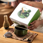 Matcha Whisk Set,(8Pcs) Includes Ceramic Matcha Bowl, Whisk, Holder, Scoop and Spoon, Rest, Sifter, Tea Towel,Traditional Tea Ceremony Set Gift