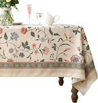 ISAENNE Designer Chinoiserie Linen Floral Extra Long Tablecloth Rectangle,White Wrinkle Resistant Table Cloth,Elegant Decor Tablecloths for Dining Thanksgiving Kitchen Party,63"*110"-Daffy