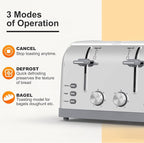 Toaster 4 Slice Retro Stainless Steel,Best Prime 4 Slice Toaster Wide Solt with 7 Shade Settings, Perfect for Waffles, Bagels and More Lainsten T-527