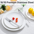 KINGSTONE Hammered Silverware Set, Flatware Set, 18/10 Stainless Steel Premium Cutlery with Unique Ripple Handles Design Mirror Polished - Dishwasher Safe (20-Piece)