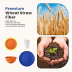 Homienly 40-Piece Wheat Straw Dinnerware Sets, Unbreakable Reusable Dinnerware Set, Service for 8, Kitchen Cups Plates and Bowls Set, Dishwasher Microwave Safe Dishes Set for Camping, Party - Mondrian