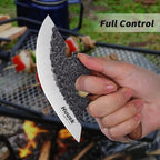 Huusk Knives, Viking Boning Knife for Meat Cutting, Small Ulu knives, Caveman Ultimo Knives Hand Forged Full Tang Knives for Kitchen or Camping Christmas Gift