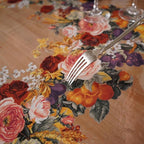 Clear Table Cover Protector Vinyl PVC Rectangle Table Cloth with Floral Fruit Pattern Oil Spill Proof Plastic Tablecloths for Dining Tables Parties Holidays (Floral Fruit, 55 x 120 Inches)