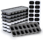 Silicone Ice Cube Tray, 8 Pack Easy-Release & Flexible 14-Ice Cube Trays with Spill-Resistant Removable Lid, Stackable Ice Trays with Covers for Freezer, Cocktail (4 Black+ 4 Grey)
