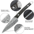 WILDMOK Fruit Knife Paring knives Stainless Steel 3.3 Inch Utility Knife Fruit and Vegetable Cutting Carving Kitchen Knife with Leather Case (B)