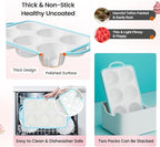 Silicone Jumbo Muffin Pan with Metal Frame, Non Stick Food Grade Silicone Large Muffin Pan, with Handles 6 Cup,BPA-Free and Dishwasher Safe, Jumbo Cupcake Pans - 2 Piece Blue