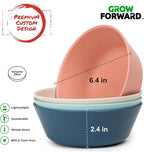 Grow Forward Premium Wheat Straw Plates and Bowls Sets - 8-Piece Wheat Straw Dinnerware Sets - Unbreakable & Reusable Microwave Safe Plastic Dinner Plates for Outdoors, RV, Camping Dishes - Tropical