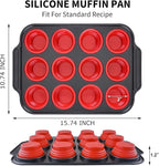 Silicone Muffin Pans for Baking with Metal Reinforced Frame, Nonstick Cupcake pans 12 regular size, Muffin Tin Easy to Pop, Silicone Egg Bite Molds for Oven Dishwasher Safe