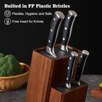 ENOKING Universal Knife Block without Knives, Acacia Wood Knife Holder/Knife Organizer with Removable Plastic Bristles for Kitchen Counter Knife Storage Rack