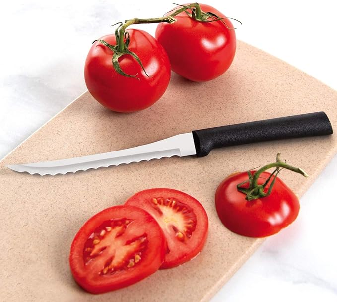 Rada Cutlery 3-Piece Cooking Essentials Knife Gift Set (G249), Stainless Steel Hollow Ground Blades, Made in USA, Black Handles
