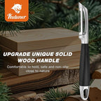 KULUNER 304 Stainless Steel Multi-Function Kitchen Peeler - With Solid Wood Handle, Sharp & Durable Blade, Effortlessly Peels Vegetables and Fruits, Essential Kitchen Tool