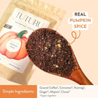 Organic Pumpkin Spice Ground Coffee | Real Pumpkin Spices | Medium Roast, Flavored Coffee | Smooth Low-Acid | Perfect for Drip, Pour Over or Cold Brew | 8 oz, 22 Servings