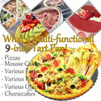 9 Inch Tart Pan with Removable Bottom, Carbon Steel Heavy Duty Nonstick Quiche Pan- Fluted Edges, Loose Bottom, 1.2-Inch Depth for Baking Fruit Tarts, Pies