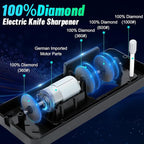 Upgrade 5 in 1 Electric Knife Sharpener with LCD Screen, 3 Rotational Speed Adjustable, 100% Diamond Abrasives, knife sharpener for Straight, Serrated, Meat Cleaver, Ceramic Knives & Scissors, Sliver