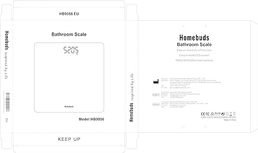 Homebuds Digital Bathroom Scale for Body Weight, Weighing Professional Since 2001, Crystal Clear LED and Step-on, Batteries Included, 400lb/182kg, Silver