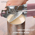 Can Opener Manual, Handheld Strong Heavy Duty Stainless Steel Can Opener, Comfortable Handle, Sharp Blade Smooth Edge, Can Openers with Multifunctional Bottle Opener, Pink