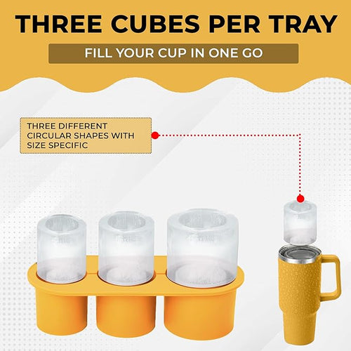 20-40 oz Ice Molds for Stanley Cup - Silicone Ice Cube Tray with Lid and Bin for Chilling Cocktails, Whiskey, Drinks, Coffee - BPA-Free, Easy Fill and Release Ice Maker Tray for Freezer