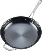 Anolon Everlast N2 Carbon Steel Frying Pan/Skillet with Helper Handle Compatible with All Cooktops, Metal Utensil Safe, 12 Inch - Black