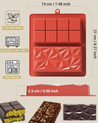 Silicone Chocolate Bar Mold, 1 Inch Deep, Large Candy Mould for Stuffed Bars and Fillings, 2 Pcs