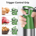 Immersion Blender Handheld Corded Hand Blenders Set 1100W, Trigger Variable Speed 5 in 1 Stick Emulsifier with Chopper, Whisk and Frother for Soup, Baby Food and Smoothies, Green