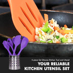 Chef Craft Premium Silicone Kitchen Tool and Utensil Set, 5 Piece, Purple