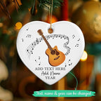 Customized Guitar Christmas Ceramic Ornaments, 2025 Christmas Ornament Gift for Guitarist Teacher, Personalized Guitar Player Xmas Ornament with Text Name & Year, Instrument Xmas Tree Decor